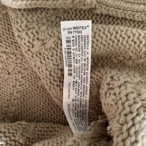 BLOGGER NEW ZARA Women Chunky Floral Sweater Cardigan 1957/104, Tan/Mink, Size S - Picture 4 of 10